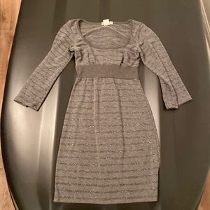Vintage 90s Body Central grey dress with charcoal sparkling stripes